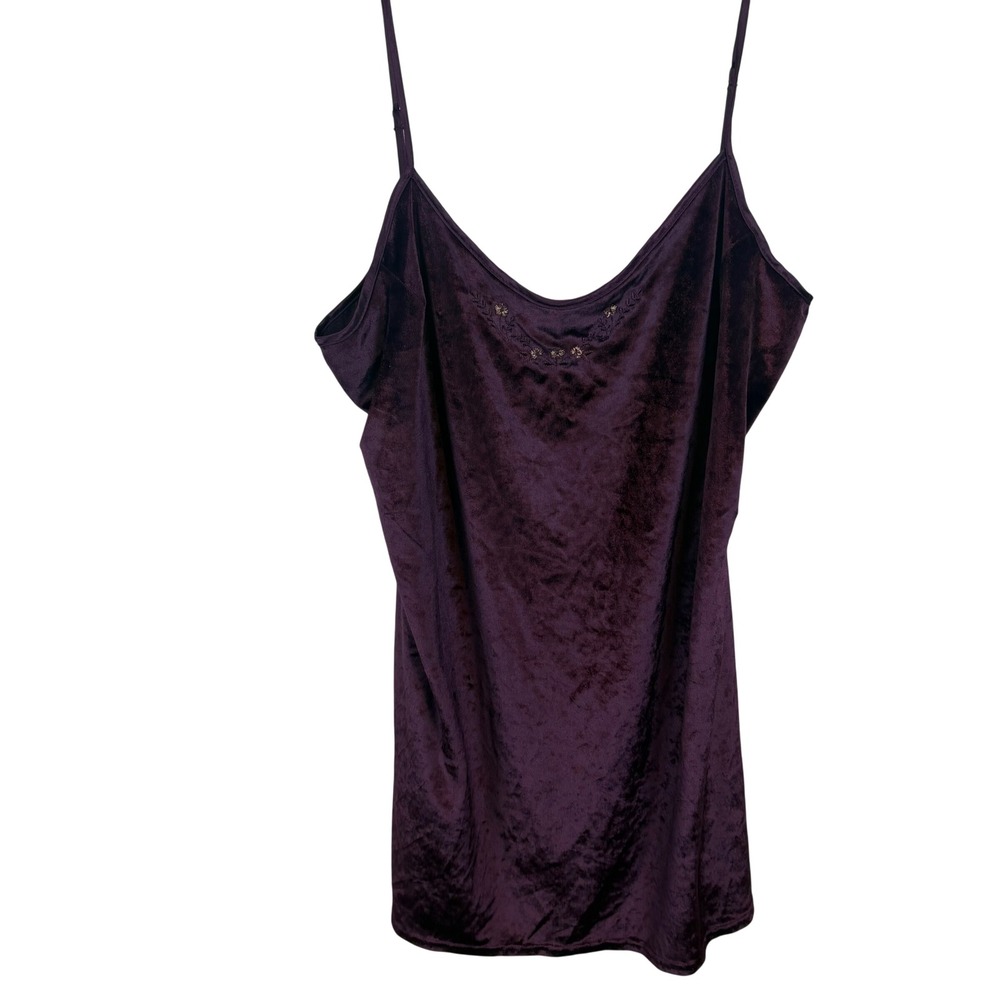 Delicates Vintage Plum Purple Velvet Whimsgoth Floral Embroidered Slip Dress XL?